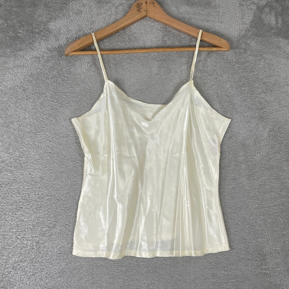 Avon Fashions Camisole Women Size Large Ivory Satin Tank Top Vintage 90s Fairy